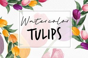 Watercolor tulips clipart bundle