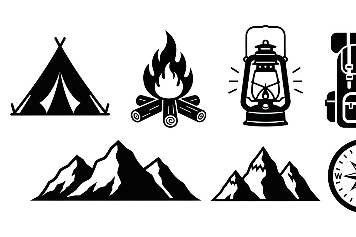 Camping Adventure Silhouette Icon, an Illustration by Artivon (Photo 4 of 51)
