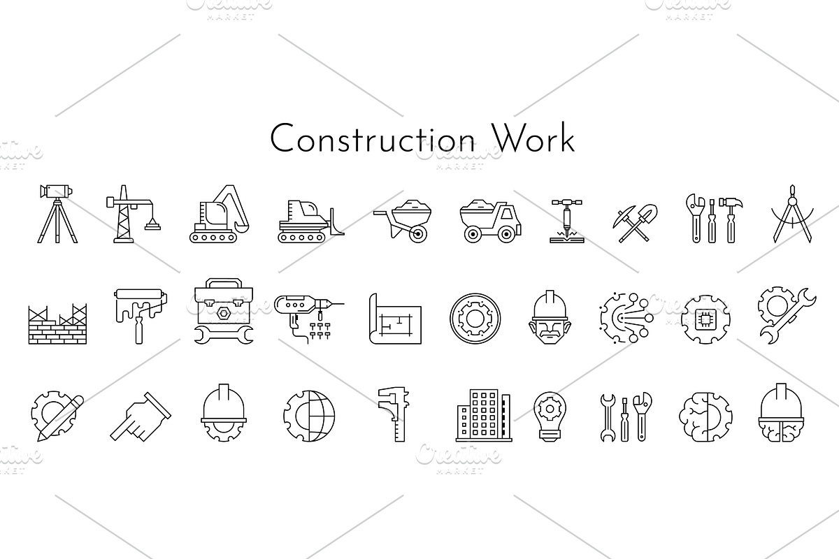 Building line icons set. Symbols in, an Illustration by the8monkey