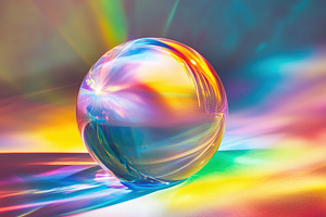 A crystal ball reflecting vibrant colors and light patterns on a smooth surface, an Arts & Entertainment Photo by Textures & Backgrounds