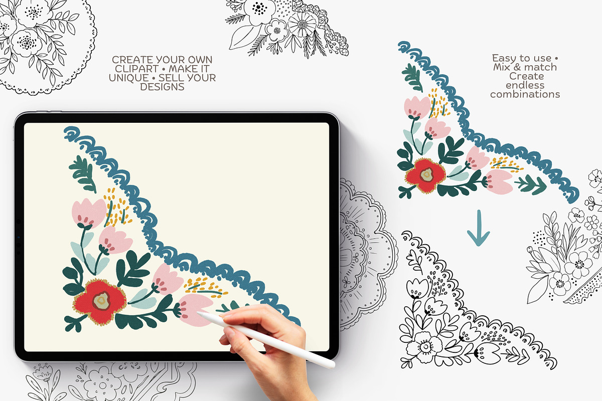 80 floral Procreate stamps, a Brush Add-On by Patishop Art (Photo 5 of 7)