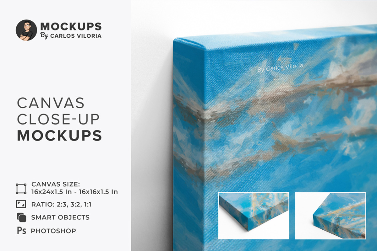 Canvas Close-Up Mockups, a Household Mockup by Mockups by Carlos Viloria (Photo 1 of 8)