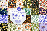 Watercolor Seamless Pattern Bundle, a Seasonal Illustration by Red Ink (Thumbnail 1 of 14)