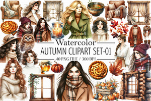 Watercolor Autumn Clipart-01, an Illustration by Libby Wishes
