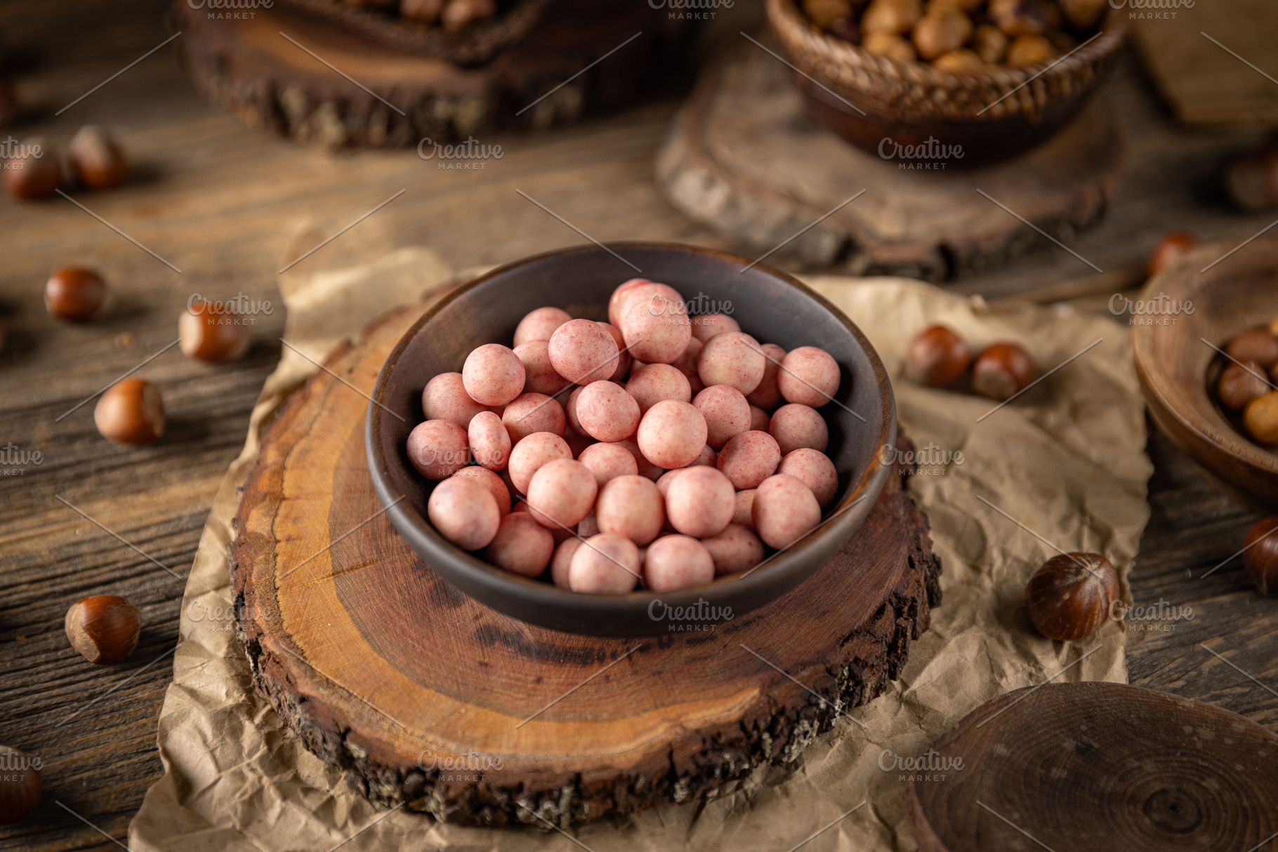 Crunchy roasted hazelnuts, a Photo by Grafvision photography