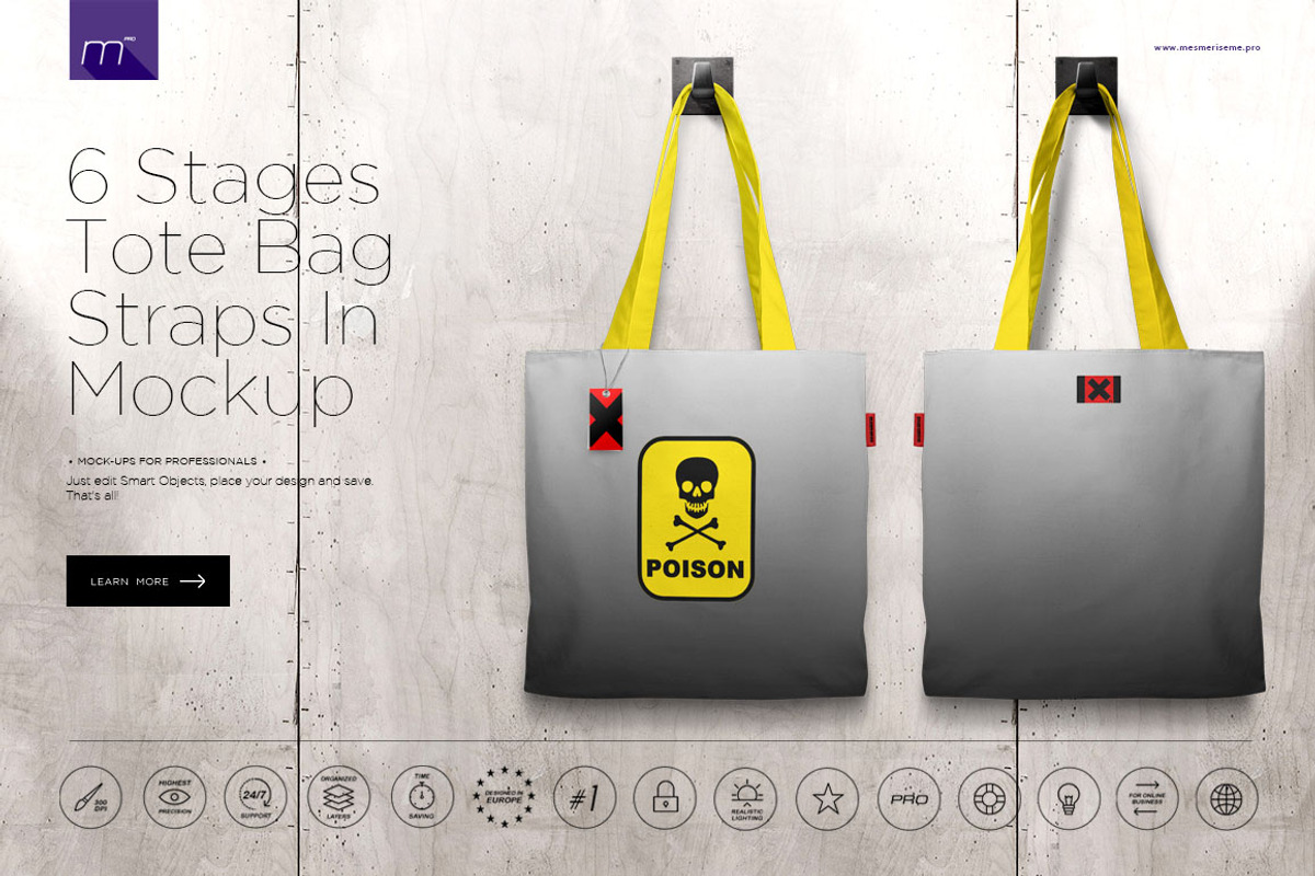 6 Stages Tote Bag Straps In Mock-up, a Product Mockup by Mocca Mockups Store (Photo 1 of 55)