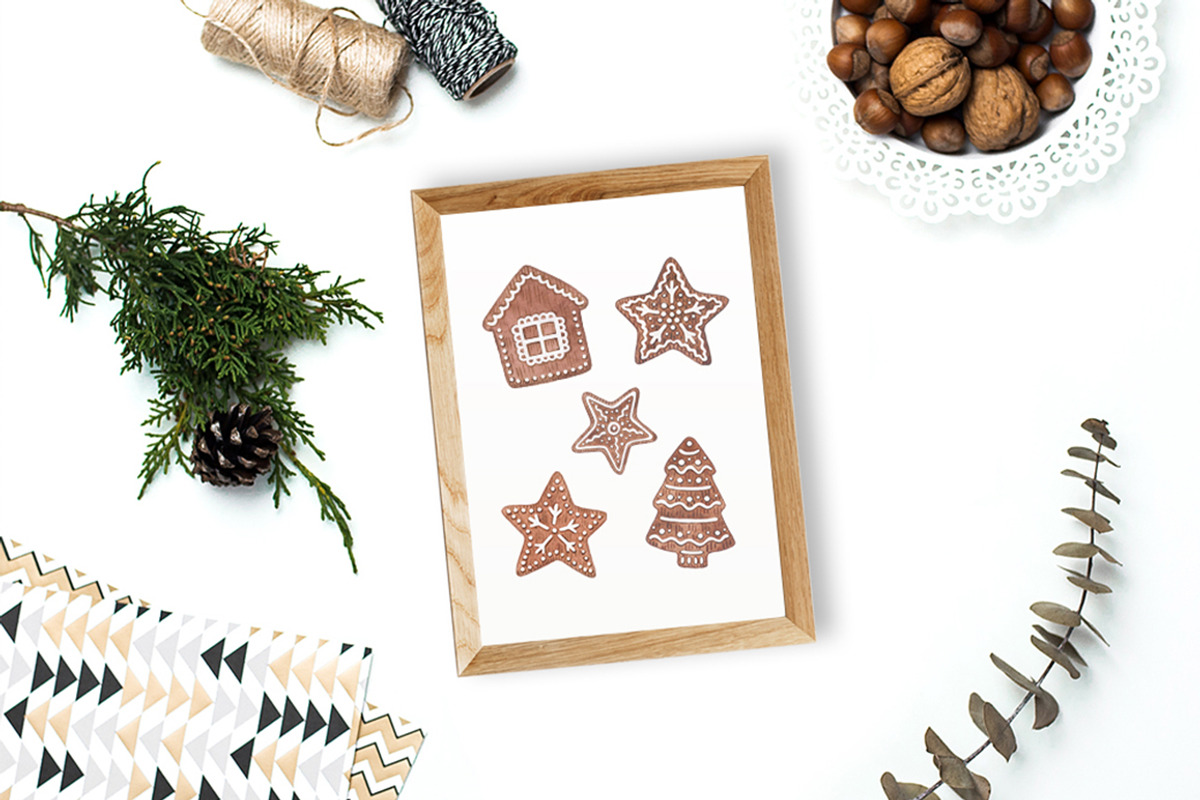 Christmas gingerbread clipart, a Decorative Illustration by CreativeByLu (Photo 6 of 7)