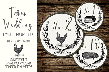 Rustic Farm Wedding Table No. Cards