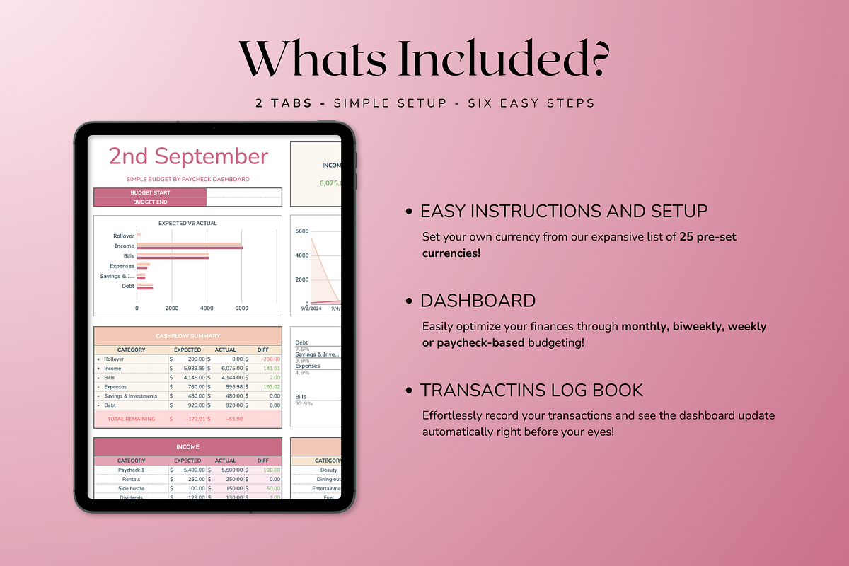 Simple Paycheck Budget - Red, a Templates & Theme by The Creative Plans co (Photo 5 of 10)