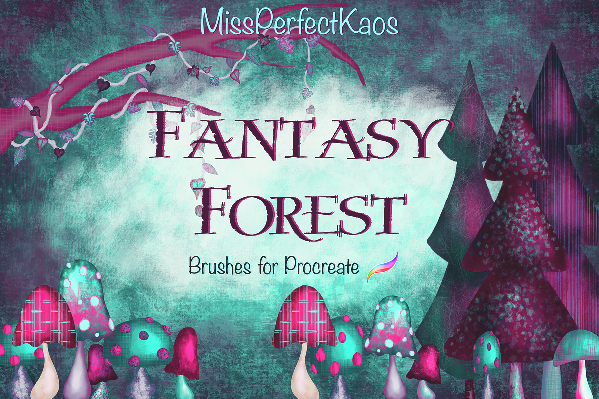 Fantasy Forest-98 Procreate Brushes, a Brush Add-On by MissPerfectKaos (Photo 1 of 9)