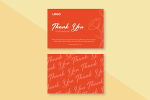 Orange Floral- Thank you card, a Card Template by cmatworks