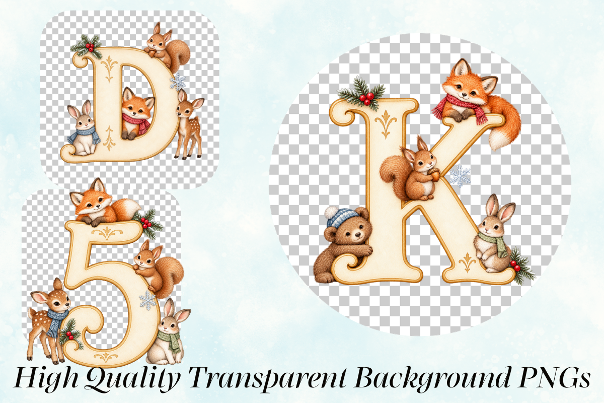 Woodland Winter Animal Alphabets, a Seasonal Illustration by Ink Gallery (Photo 3 of 5)