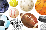 Watercolor Sports Clipart, a Sport Illustration by DigitalArtsi (Thumbnail 1 of 3)