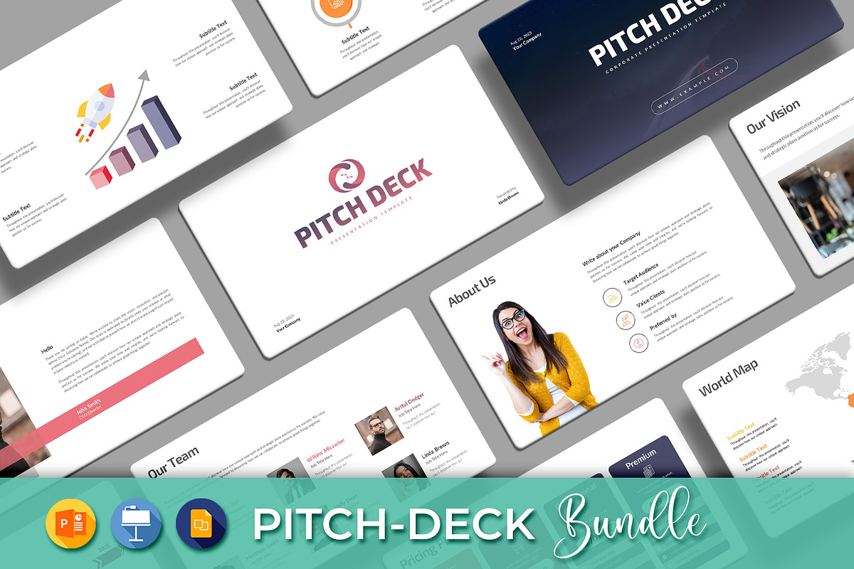 Pitch Deck Presentation Bundle, a Presentation Template by White Graphic (Photo 1 of 13)