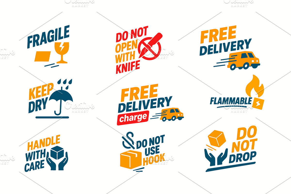 Logistics & Packaging Safety Icons, an Object Graphic by e-artdesign (Photo 1 of 3)