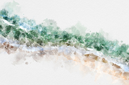 Abstract summer beach watercolor, an Abstract Photo by Shootdiem