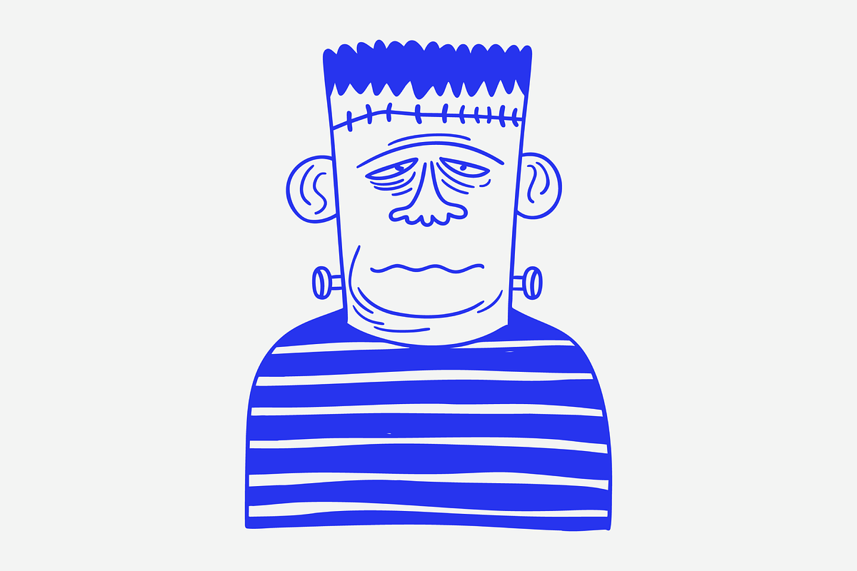Cute Frankenstein Cartoon Doodle, a Person Illustration by Danil Polshin