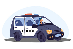 Police car. Patrol officer driver, a Transportation Illustration by Vectorbuum