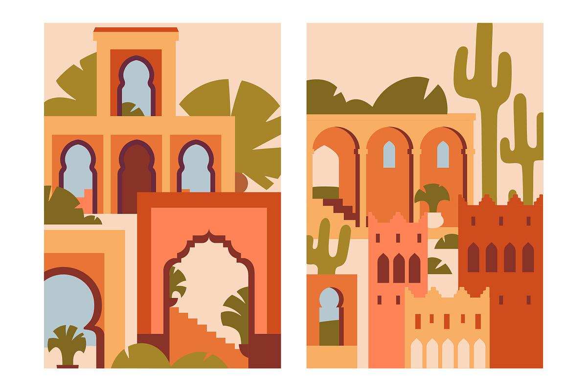 Morocco architecture set, background, a Decorative Illustration by Good Studio (Photo 5 of 19)