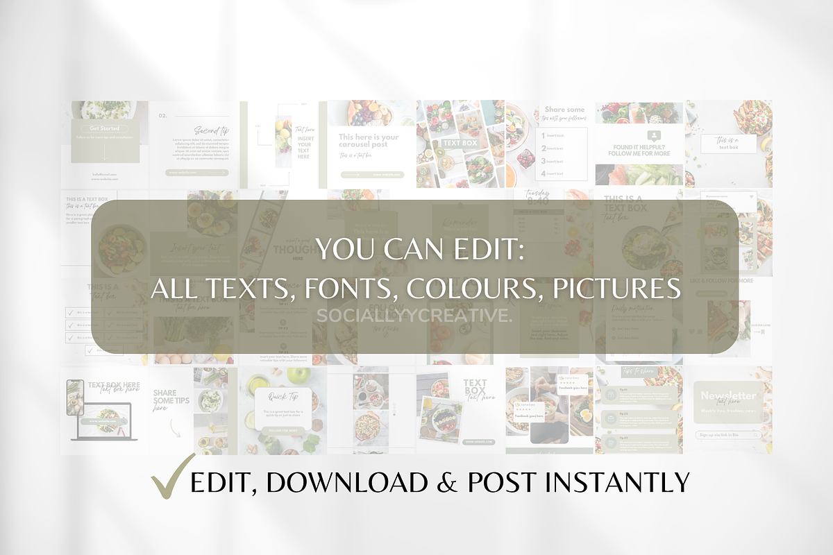 250 Food Themed Instagram Templates, a Social Media Template by SociallyyCreative (Photo 4 of 10)