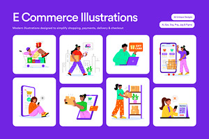 50 E-commerce Flat Illustrations, a Person Illustration by Creative Stall