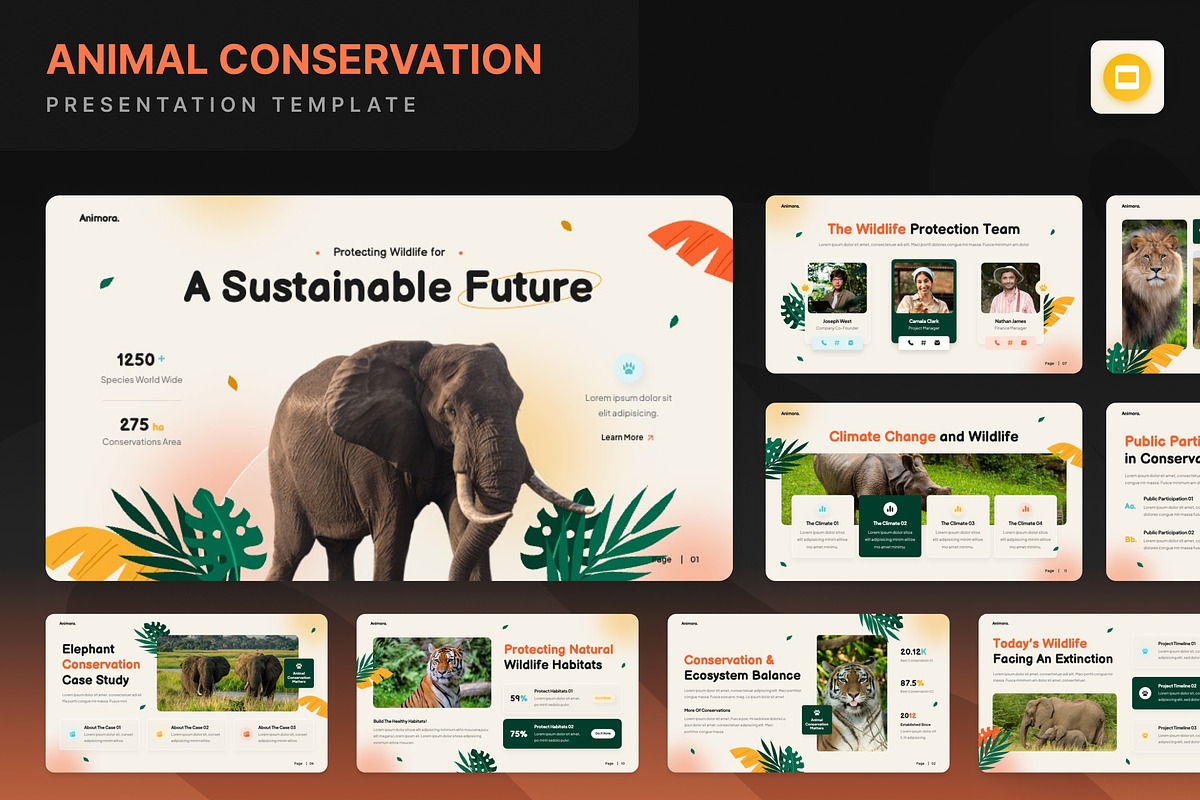Animal Conservation Google Slides, a Presentation Template by Annora Studio (Photo 1 of 7)