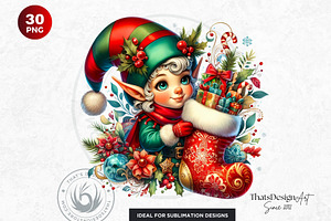 Christmas Elves Clipart Set