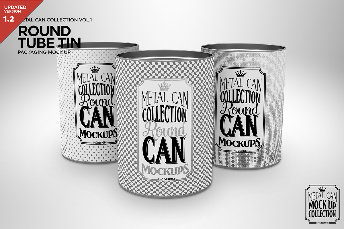 Round Tube Tin Packaging Mockup, a Cups & Container Mockup by INCDesign (Photo 1 of 5)