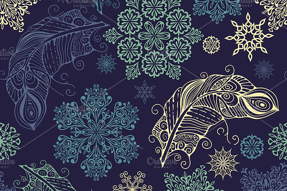 Seamless Pattern with snowflakes preview 2