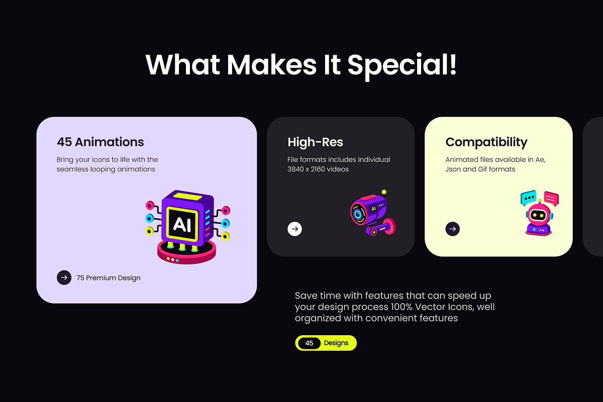 45 Animated Flat AI Icons, a Duotone Icon by Creative Stall (Photo 2 of 4)
