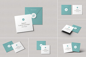 Square Card And Envelope Mockups