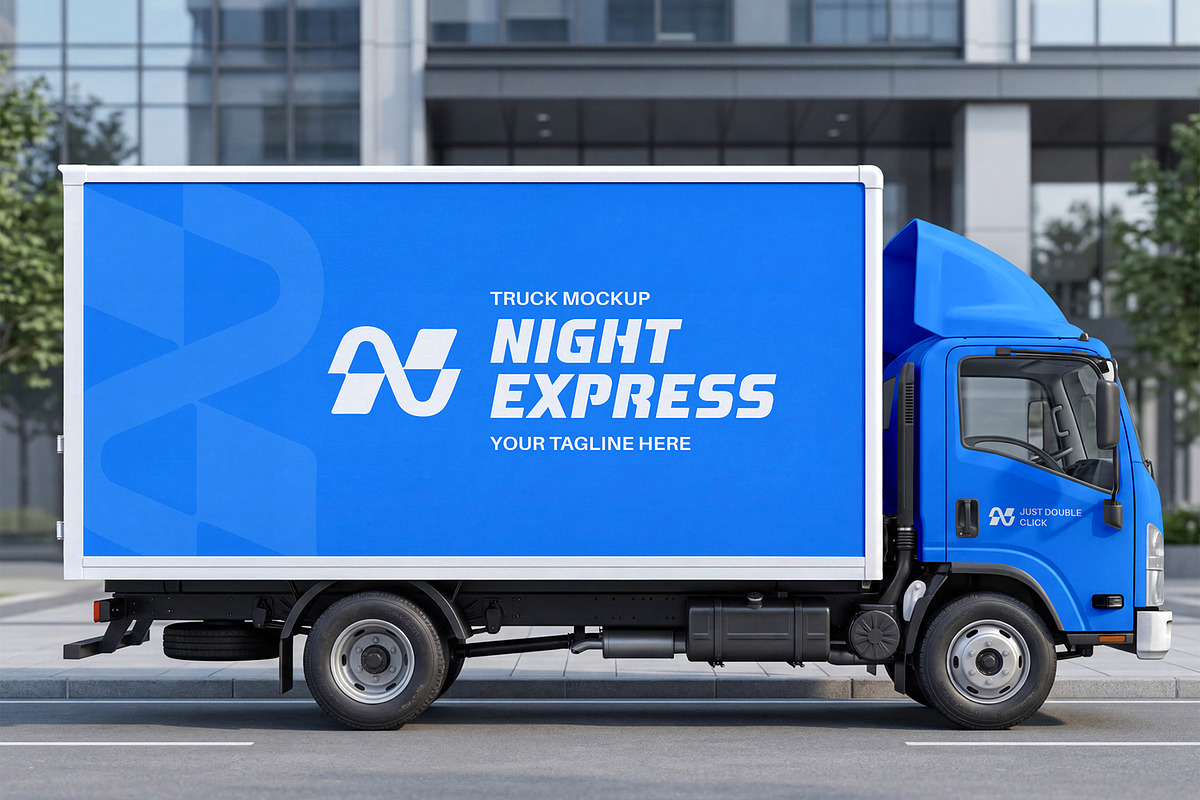 Delivery Box Truck Mockup, an Advertising Mockup by graphypix (Photo 4 of 4)