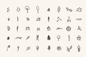 Woodland Icons Illustrations Forest