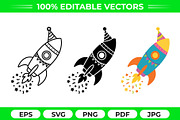 Party Rocket Vector Trio Pack, an Object Graphic by Artonix (Thumbnail 1 of 3)
