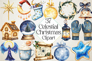 Celestial Christmas Clipart, an Illustration by DreamPrint404