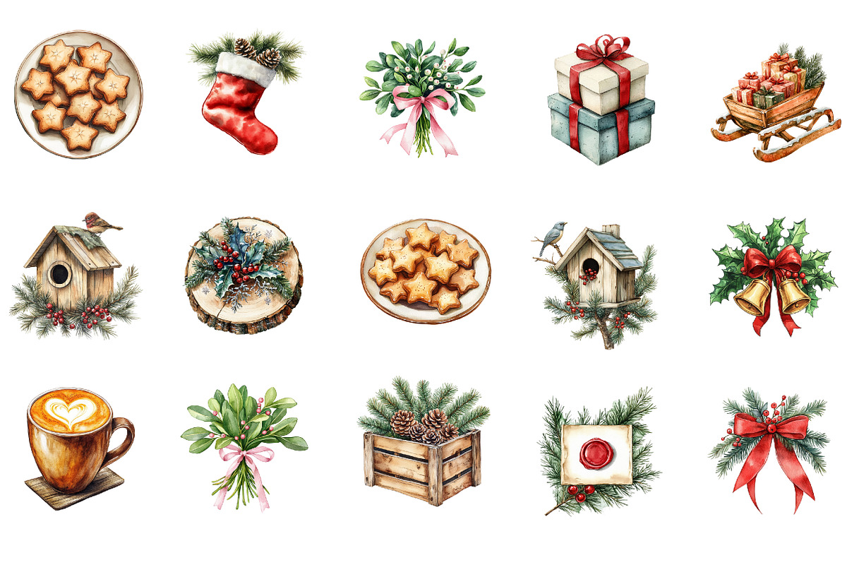 Christmas Winter Watercolor Clipart, an Illustration by Designworld (Photo 4 of 6)