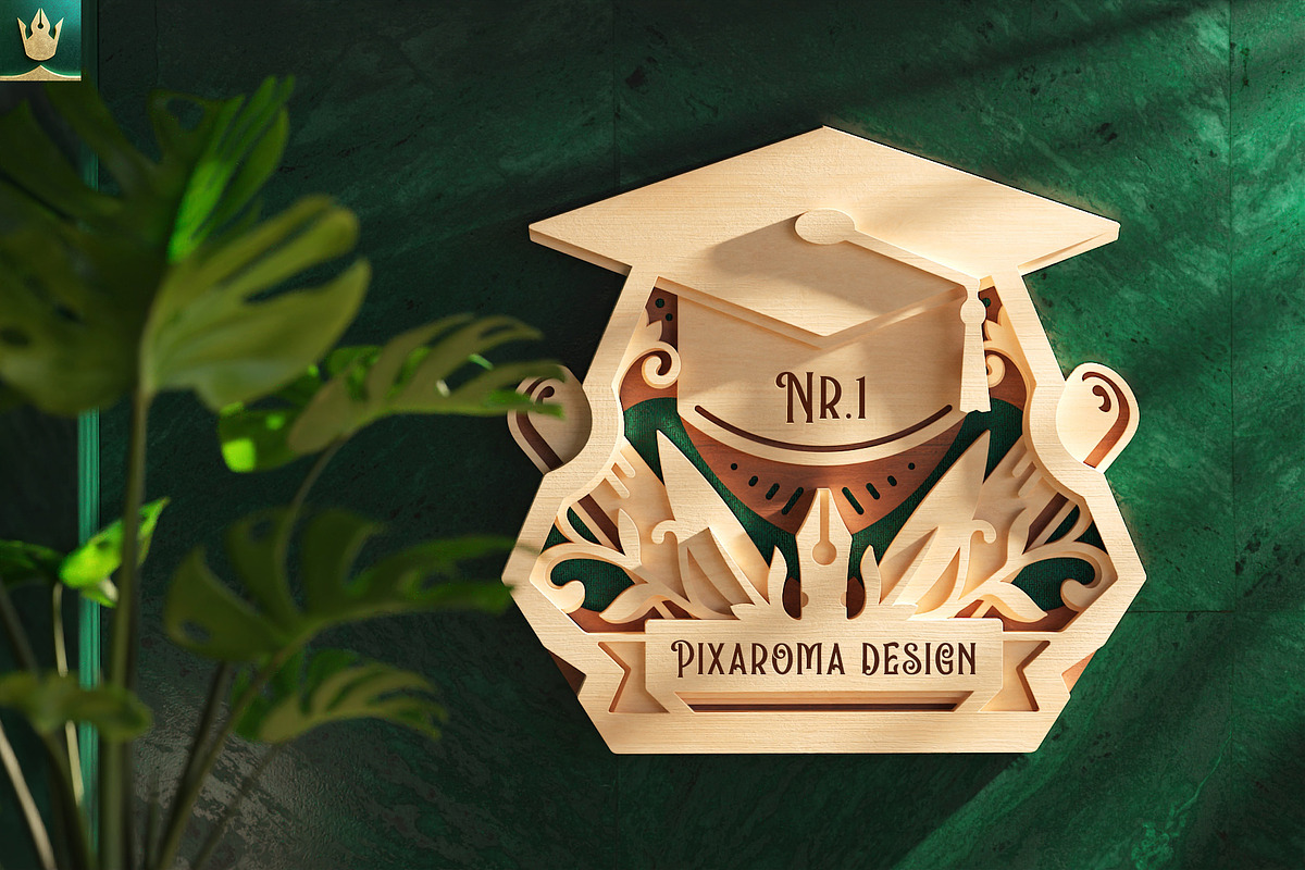 Graduation Cap Wall Art 3D Layered, an Object Illustration by pixaroma (Photo 4 of 8)