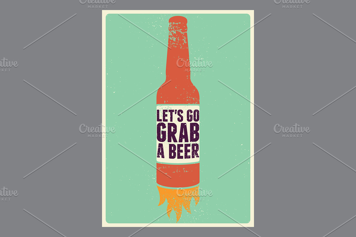 Beer grunge vector poster set., a Food Illustration by PoPaShop (Photo 2 of 9)