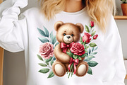 Watercolor Teddy Bear Valentine PNG, an Illustration by SinaCreation (Thumbnail 6 of 7)