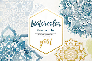 Watercolor & Gold Floral Mandala