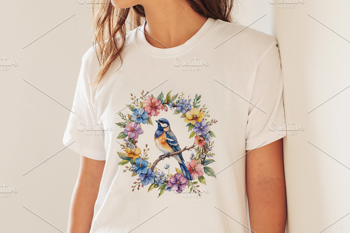 Birds and Flowers Decorative Wreaths, a Decorative Illustration by Milla_Zelenyuk_art (Photo 2 of 3)