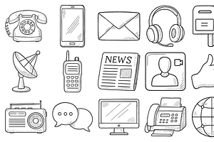 Communication Tech Sketch Collection, an Object Graphic by nikagraphic