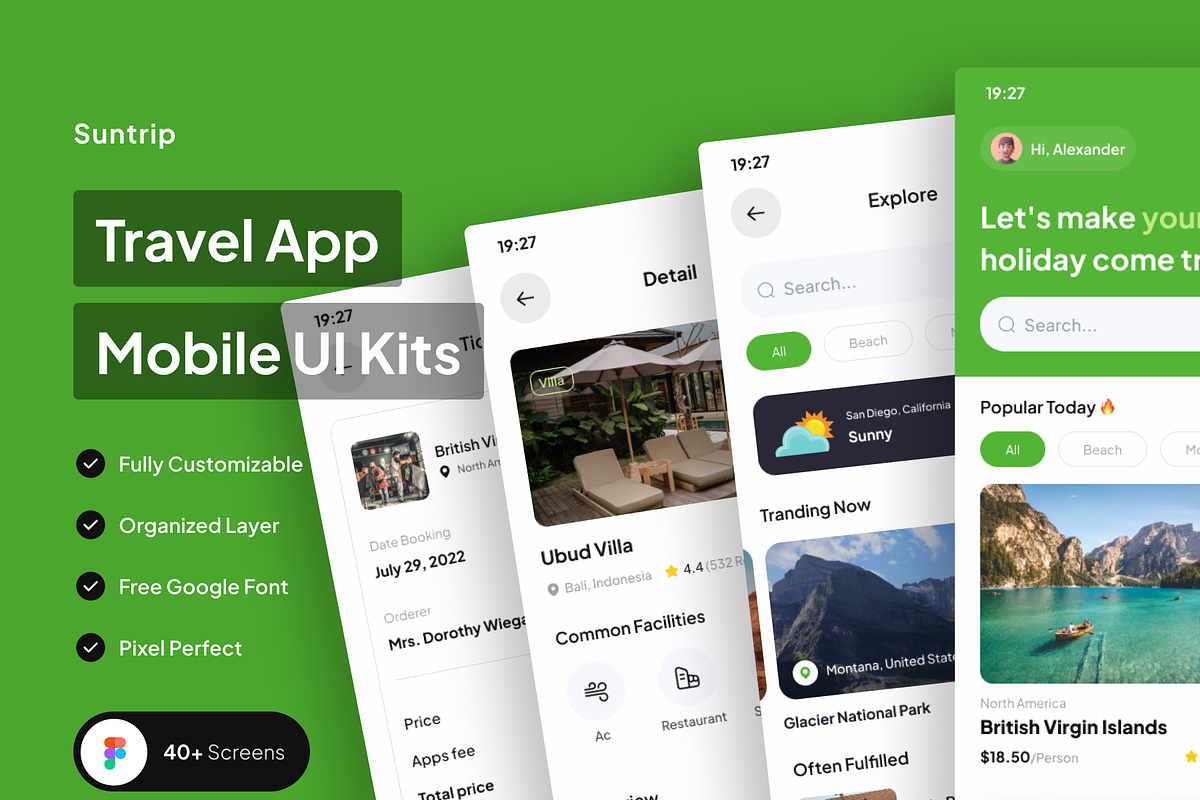 Suntrip - Traveling App UI Kit, an UI Kit Template by Kawalan Studio (Photo 1 of 6)