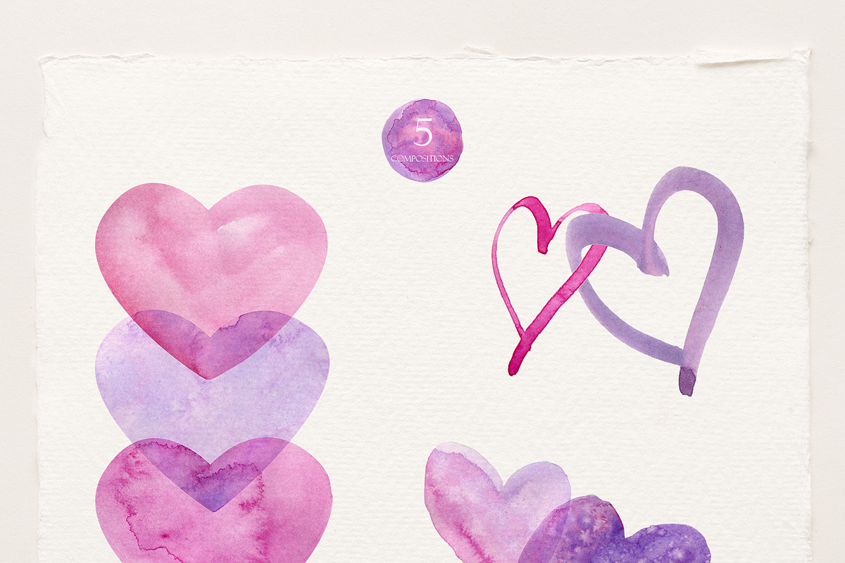 Watercolor Hearts Set Valentines Day, an Object Graphic by NataliArkushArt (Photo 8 of 10)