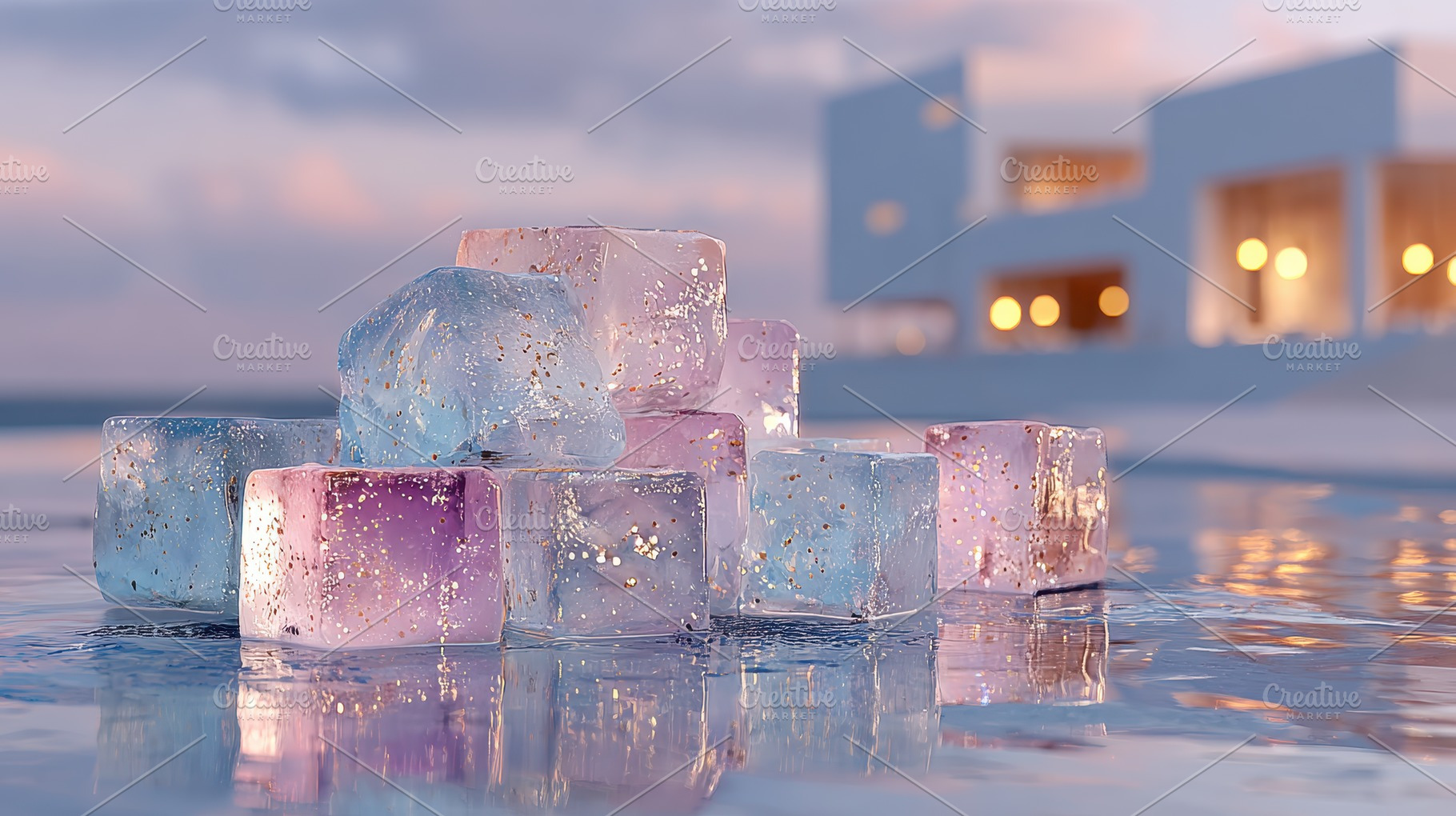 Glittering ice cubes by modern build, a Photo by Pixeness Studio