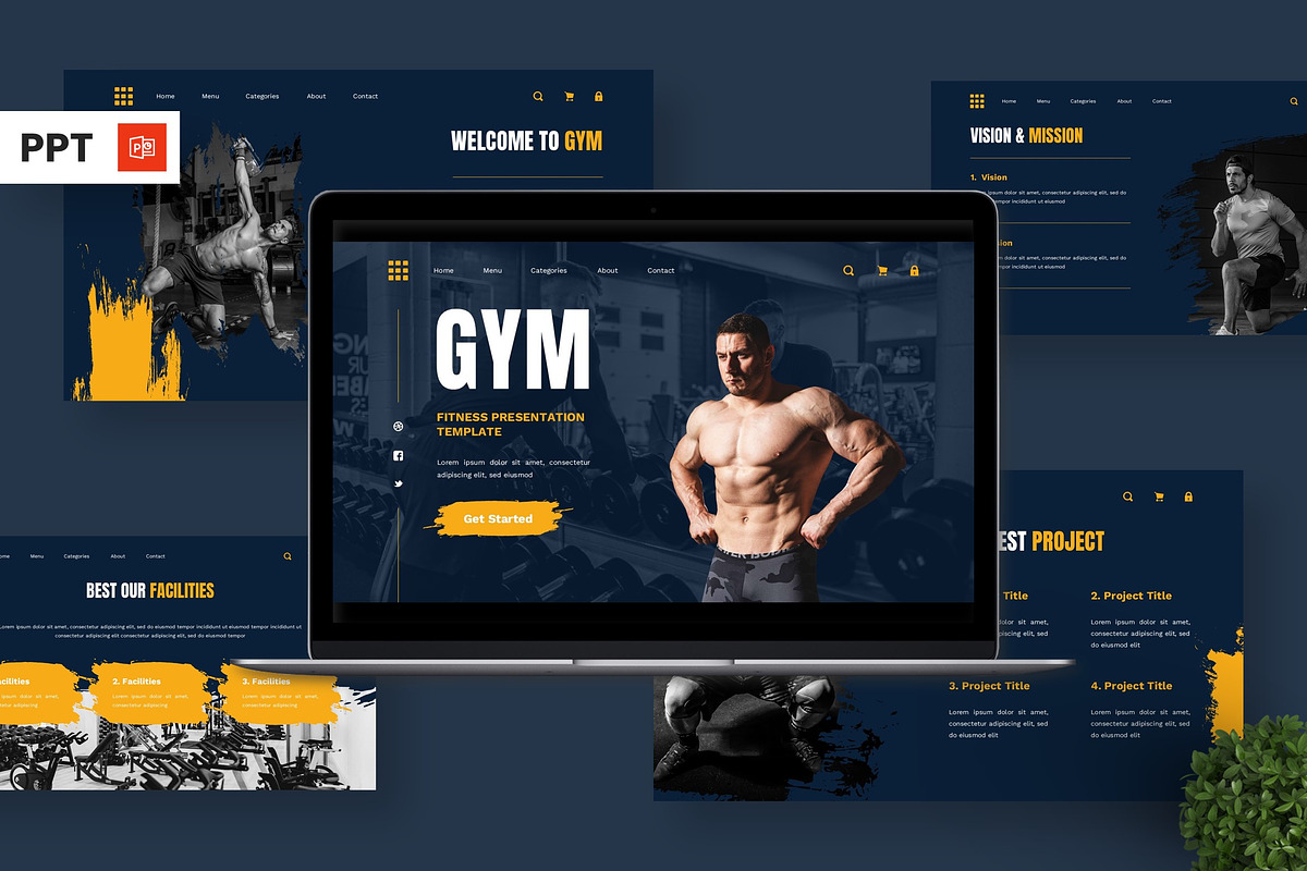 Gym - Fitness Powerpoint, a Presentation Template by Deepslide Studio (Photo 1 of 6)