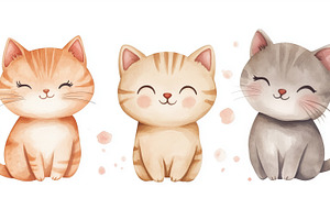 Three cute little aquarelle cats, an Animal Photo by MistyDay