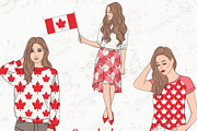 Canada Day Girls Clipart, a Person Illustration by GlamArtZhanna (Thumbnail 1 of 4)