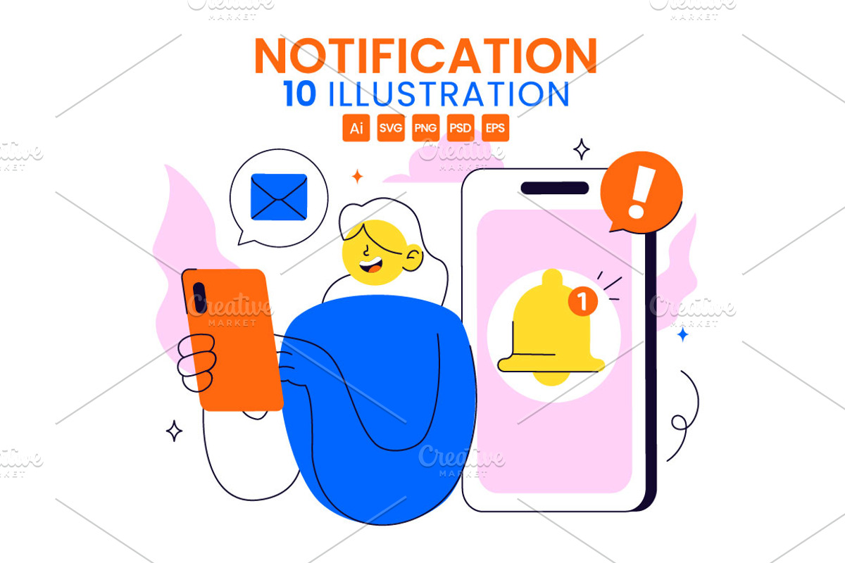 10 Notification System Illustration, a Technology Illustration by denayunebgt (Photo 1 of 4)