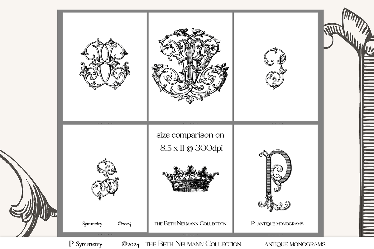 Antique Vintage Monogram Initial P, an Object Graphic by Antique Monograms (Photo 3 of 4)